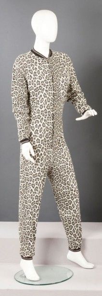 GAULTIER junior circa 1996 / 1998 Combinaison pantalon en coton imprimé à motif panthère,...