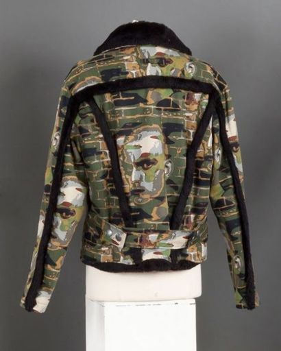 GAULTIER Jean's circa 1990 Veste en toile de bâche imprimée à motif camouflage multicolore,...