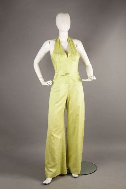 Thierry MUGLER couture circa 1978 / 1980 Combinaison pantalon en coton acétate lamé...