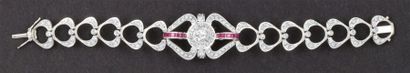 null Bracelet en or gris à mailles géométriques entièrement serti de diamants taillés...
