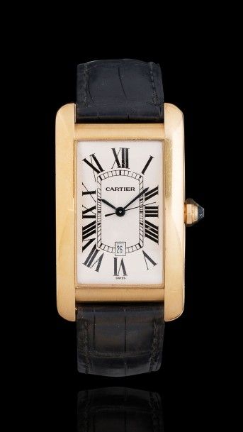 CARTIER "Tank américaine" n°1740/CC300343 vers 2000 

Grande montre bracelet en or...