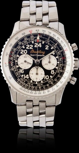 BREITLING «Cosmonaute Scott Carpenter» vers 1998 

Beau chronographe bracelet en...