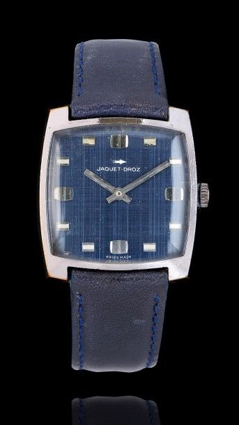 JAQUET DROZ n°45042-3 vers 1970 

Montre bracelet rectangle en métal chromé. Cadran...