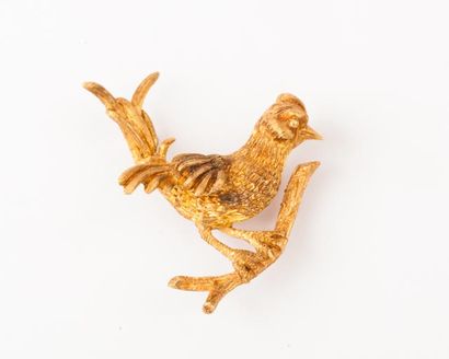 null Broche "Oiseau" en or jaune ciselé. 7,2 g. 