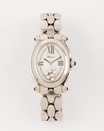 CHOPARD -HAPPY SPORT Bracelet montre de dame en acier. Cadran blanc, chiffres romains,...