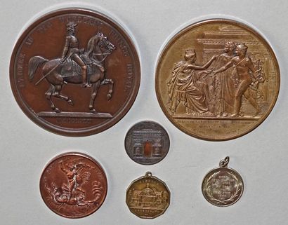 null Six médailles comprenant : - MEDAILLE de naissance du duc de Bordeaux (1820)...
