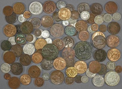 null Lot d'environ 95 monnaies diverses, principalement du XIXème siècle, pièces...