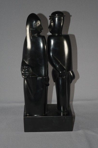 Jean LAMBERT RUCKI (1888-1967) 

Couple au parapluie, grand modèle

Groupe en bronze...