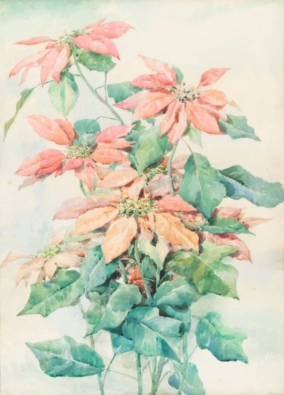 ECOLE FRANCAISE début XXème siècle 
Bouquet de fleurs 
Aquarelle 
74 x 54 cm 
