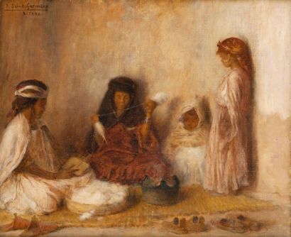 Joseph SAINT-GERMIER (1860-1925) 
Femmes du Sud algérien, Biskra
Huile sur toile,...