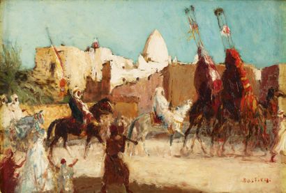 Alfred BASTIEN (1873-1955) 
Cortège de la mariée
Huile sur toile, signée en bas à...