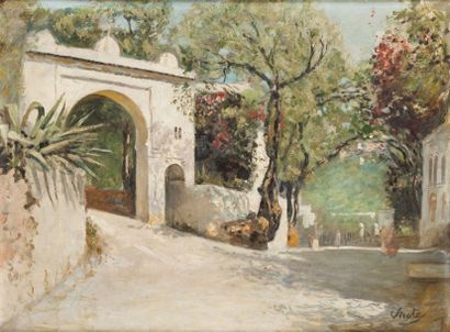 Joseph SINTES (1829-1913) Sur les hauteurs d'Alger Huile sur toile, signée en bas...