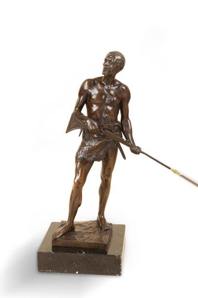Max LINDENBERG (1873-1910) (D'après) 
Le Chasseur
Épreuve en bronze à patine médaille...