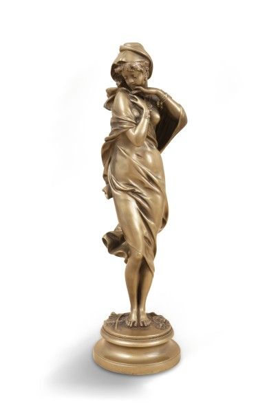 MAUBACH (XIXème - XXème siècle) (D'après) 
Timidité
Épreuve en bronze à patine or,...