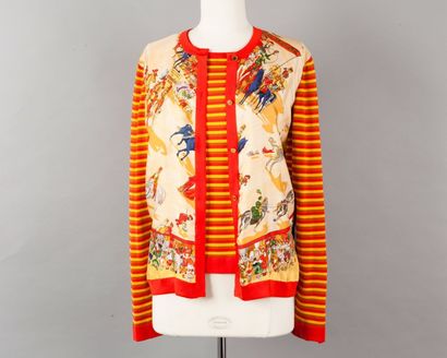 Jean-Paul GAULTIER pour HERMÈS PARIS 

*Twin-set en jersey de soie rayé multicolore...