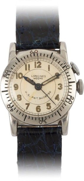 LONGINES «Weems» vers 1930
Rare et jolie montre bracelet en métal chromé
Boîtier...