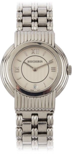 BOUCHERON «Solis» n°AF250064 vers 1990
Montre bracelet de dame en acier
Boîtier rond...