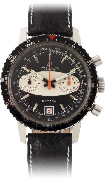 BREITLING «Datora» ref.2031 n°1264297 vers 1970
Chronographe bracelet en acier
Boîtier...