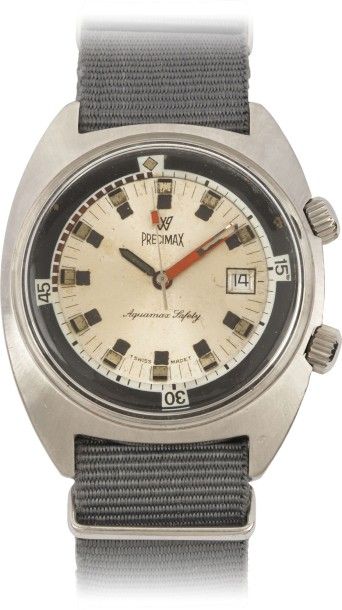 PRECIMAX «Aquamax Safety» vers 1970
Montre bracelet de plongée en acier
Boîtier tonneau,...