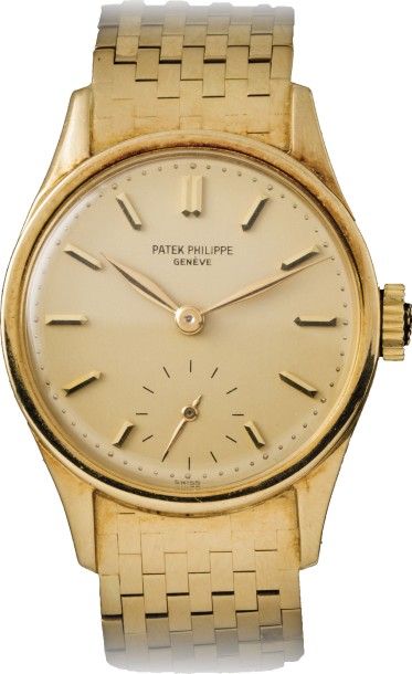 PATEK PHILIPPE Belle montre bracelet en or jaune 18k (750)
Boîtier rond.
Cadran crème...