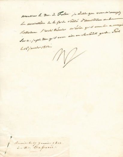 null Nomination de la garde d'Amsterdam et de Rotterdam Lettre signée Np., adressée...