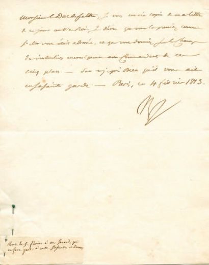 null Transmission d'une lettre au Vice Roi. Lettre signée Np., adressée au Duc de...