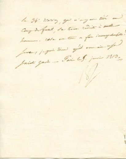 null Etat de situation de Dantzig. Lettre signée Np., adressée au Duc de Feltre....