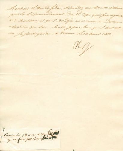 null Nomination du Maréchal Victor. Lettre signée Np., adressée au Duc de Feltre....