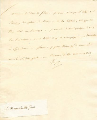 null Places de L'Oder et de la Vistule. Lettre signée Np., adressée au Duc de Feltre....