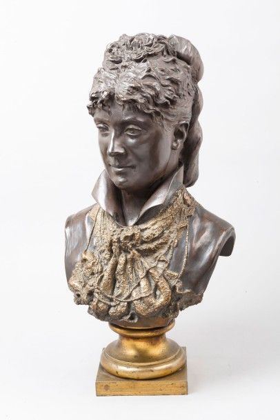 Zacharie ASTRUC (1835-1907) 

Buste de femme 

Epreuve en bronze à patine brune,...