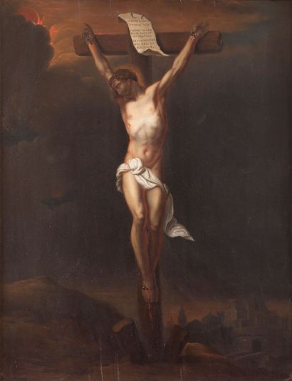 ECOLE FRANCAISE fin XIXeme SIECLE 

Christ en croix

Huile sur panneau (fentes au...