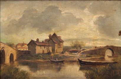 Ecole Française du XIXème 

Auberge en bord de rivière

Huile sur toile

15 x 24...
