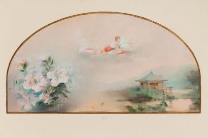 Louise ABBEMA (1858-1927) 

Projet d'éventail "évocation au Japon" 

Aquarelle sur...