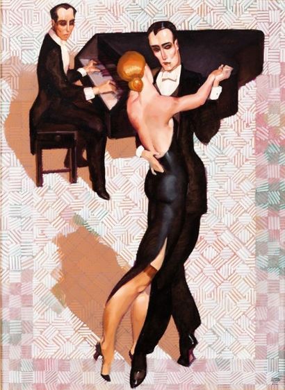 JuÁrez MACHADO (né en 1941) 
Tango Art déco
Huile sur toile, signée en bas à droite...