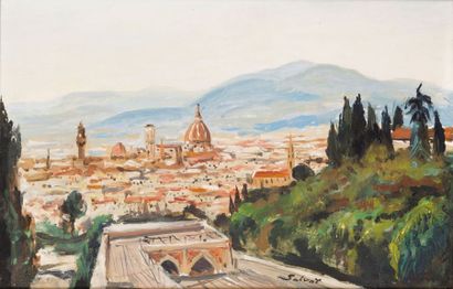 François SALVAT (1892-1976) 
Florence, vue des jardins Boboli
Huile sur toile, signée...