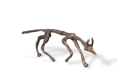 Diégo GIACOMETTI (1902-1986) 
Loup marchant
Epreuve en bronze, non signée.
Manque...
