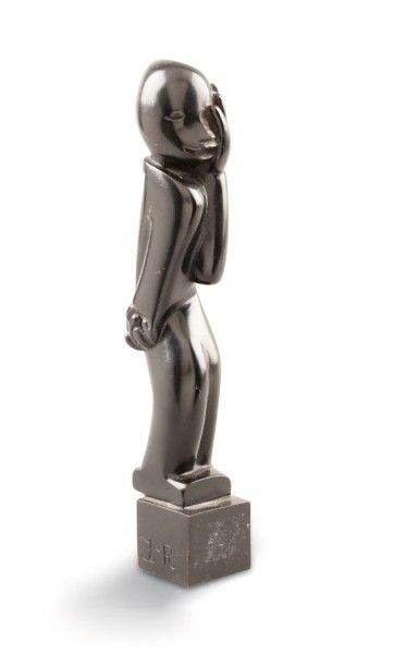 Jean LAMBERT-RUCKI (1888-1967) 
Le Timide
Epreuve en bronze à patine noire, monogrammé...