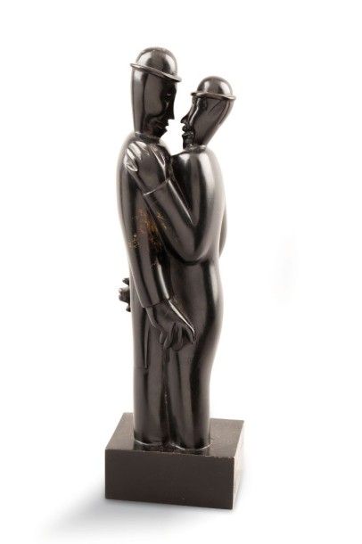 Jean LAMBERT-RUCKI (1888-1967) 
Séduction (petit format)
Epreuve en bronze à patine...