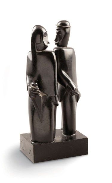 Jean LAMBERT-RUCKI (1888-1967) 
Couple dos à dos (petite taille)
Epreuve en bronze...