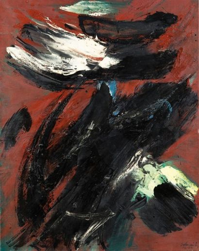 Gerard SCHNEIDER (1896-1986) 
Composition abstraite, 1959
Huile sur toile, signée...