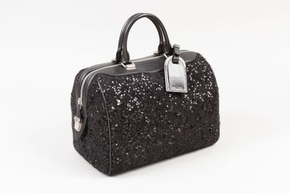 LOUIS VUITTON Magnifique sac "Speedy Sunshine Express" 30cm en cachemire noir rebrodé...