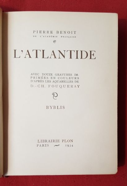 [FOUQUERAY] BENOIT Pierre L’Atlantide.

Paris, Plon, 1934, in-8 relié demi-chagrin,...
