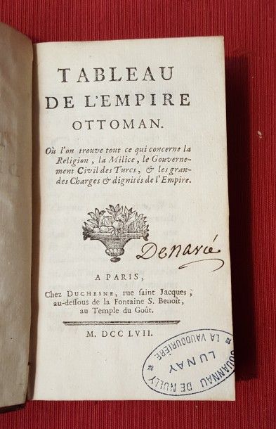 LA PORTE Joseph de Tableau de l’Empire Ottoman.

Paris, Duchesne, 1757, in-12 relié...