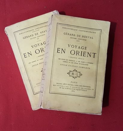 NERVAL Gérard de Voyage en Orient. 

Paris, Michel Lévy, 1867, 2 volumes in-12 brochés,...
