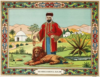 null «Sid Abdelkader el Djilani».

Image populaire lithographiée en couleurs, signée...