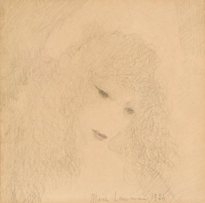 Marie LAURENCIN (1883-1956) Portrait de jeune fille Dessin au crayon, signé et daté...