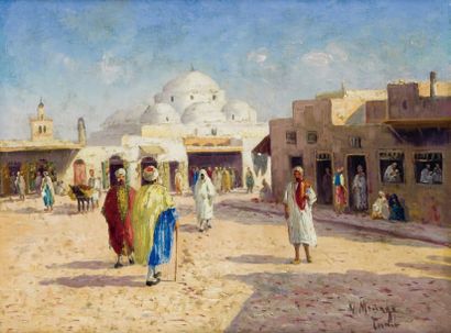 Vincent MANAGO (1880-1936) Mosquée Sidi Marhez, Tunis Huile sur toile, signée et...