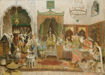 Hedi LARNAOUT (XIXème-XXème siècle) Mariée tunisienne Huile sur toile, signée en...