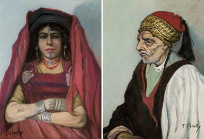 F.D'INELLY (XIXème - XXème siècle) Ecole Italienne Paire de portraits de tunisiens...
