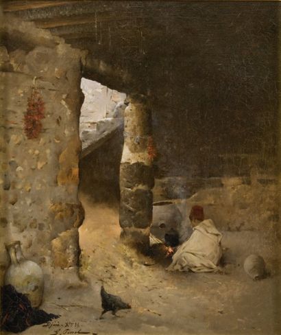 Gustave PINEL (1842-1896) Djàrà, Tunisie, 1886 Huile sur toile, signée en bas à gauche,...